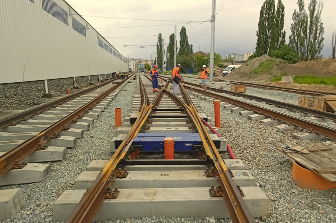 Výhybky a výhybkové konstrukce pro tramvajové depo v Košicích