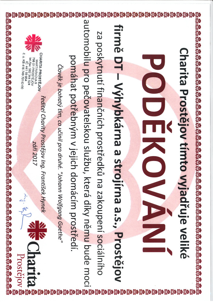 Jsme hrdým partnerem Charity Prostějov!